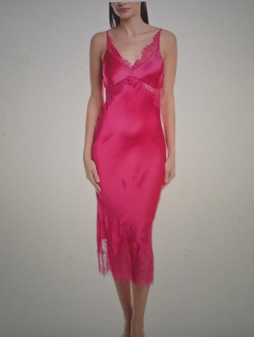 L'AGENCE Scotly Lace Trim Silk Midi Dress Pink Size 2 $575